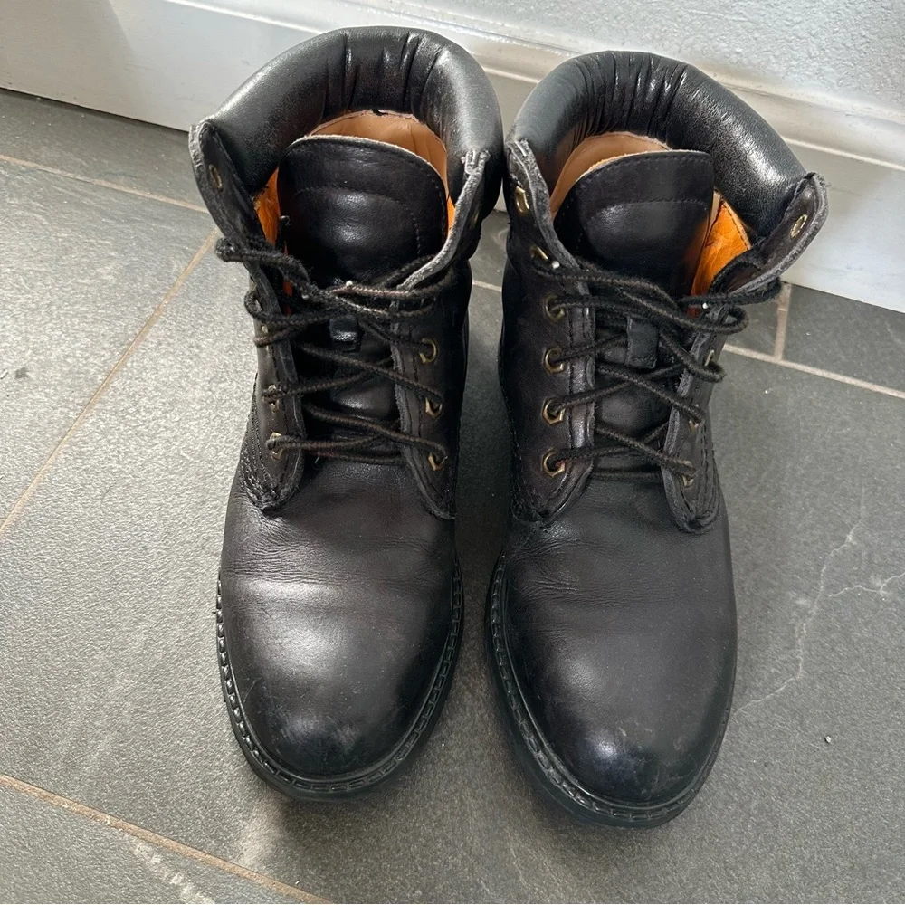 Sebago Silga Boys Black Leather Lace Up Mid‎ Top Hiking Combat Boots Size 6.5M